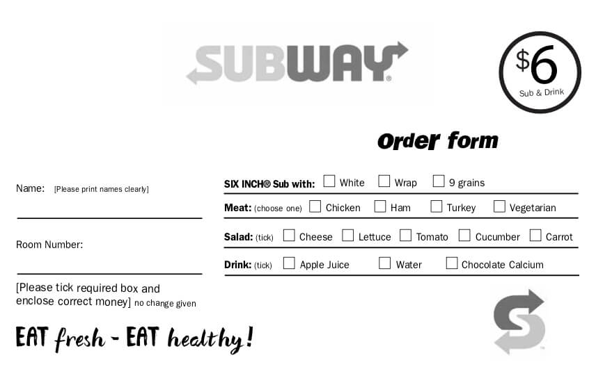 Subway order form